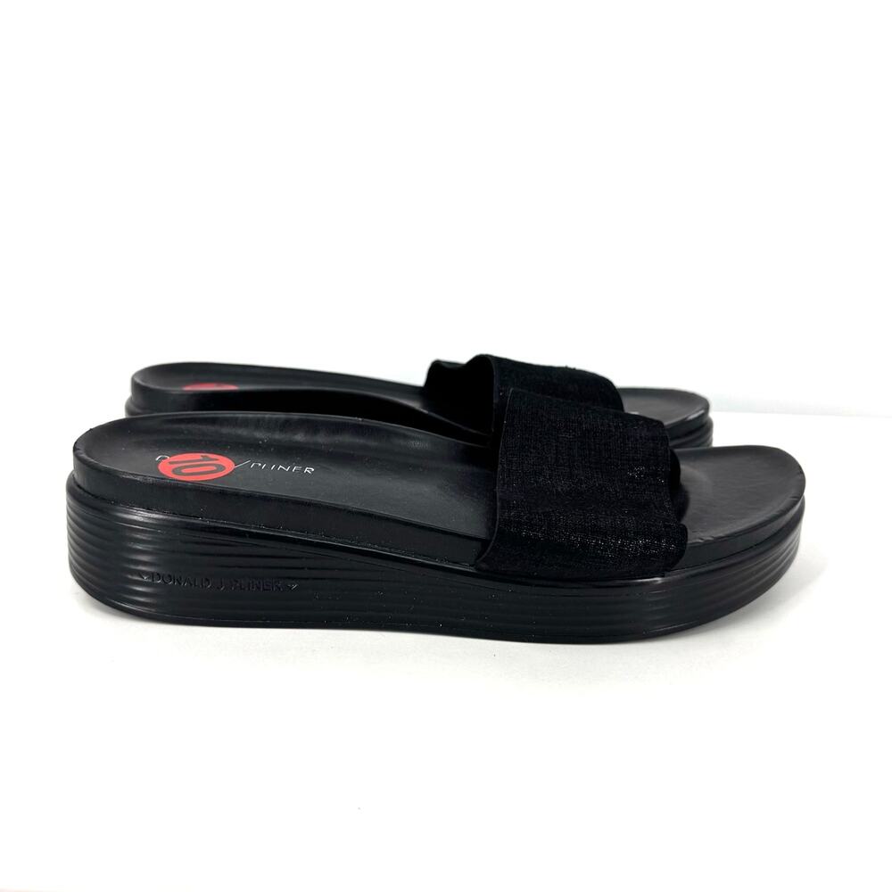 NEW Donald Pliner Fiji Mini Platform Sandals 10 Black Slides Quiet Luxury Prep
